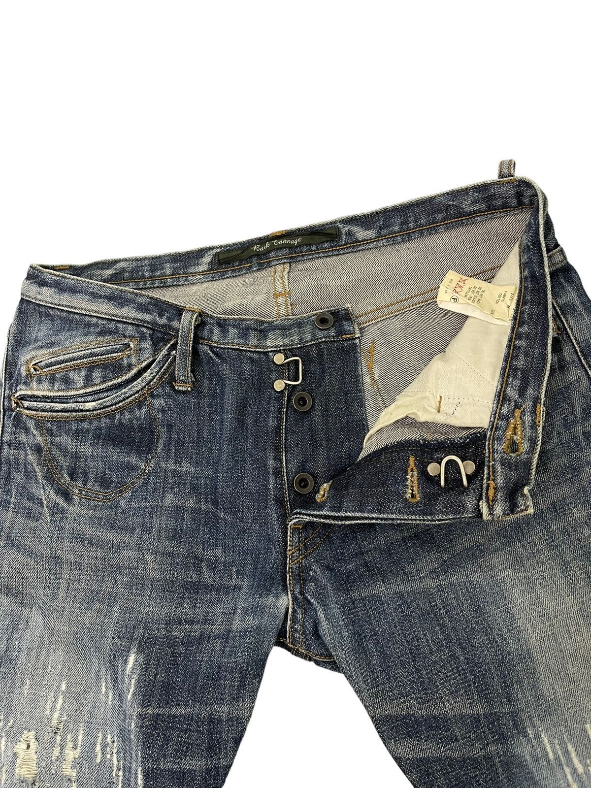 Japanese Brand Flare Jeans Bark Tannage Distress Low Rise Boot Cut 5🟦8 Size US 29 - 11 Thumbnail