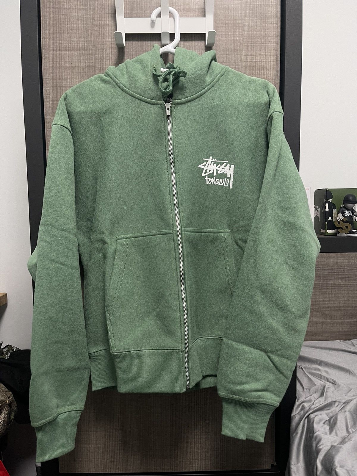 Pre-owned Stussy Honolulu Seasonal Color Zip Up In Mint Green