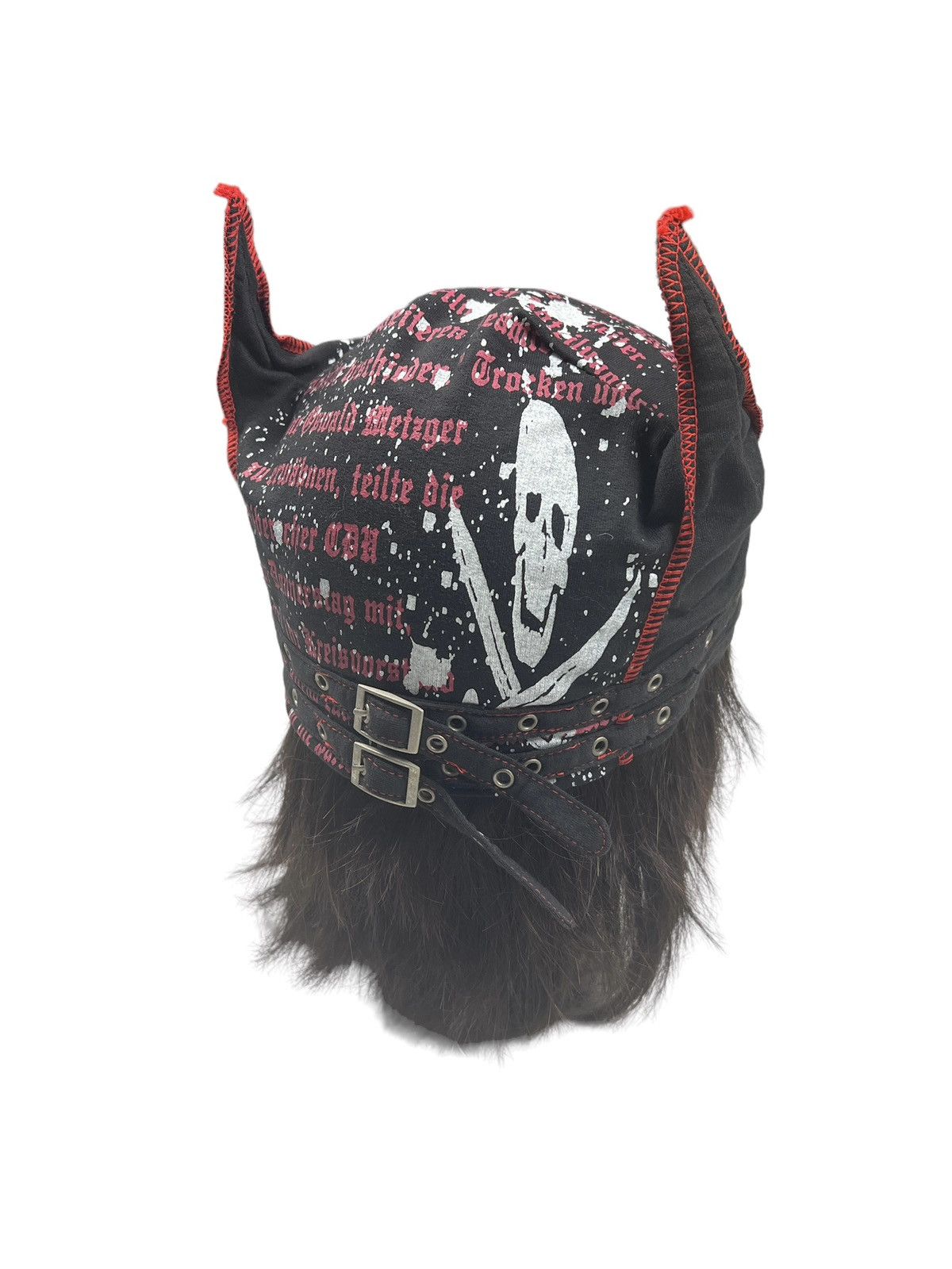 Japanese Brand Skull Anarcho Punk Poem Horn Beanie Size ONE SIZE - 6 Thumbnail