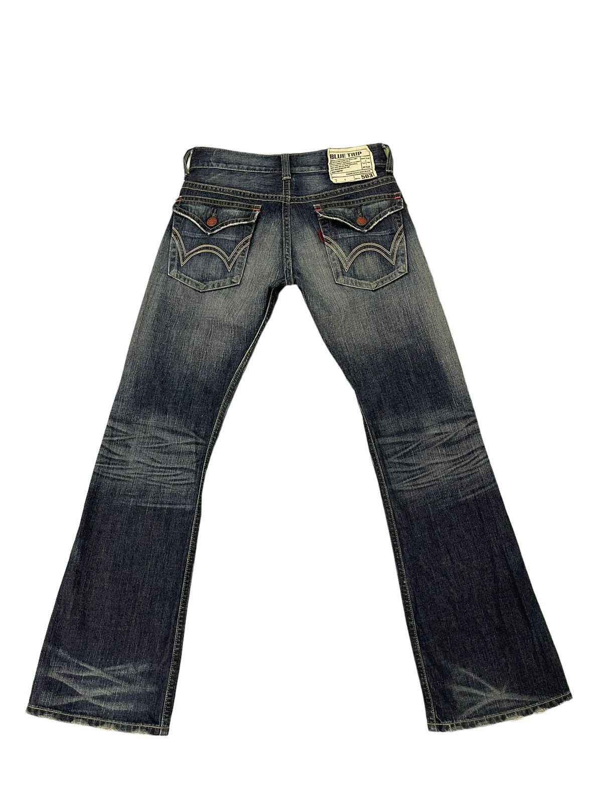 Edwin Flare Jeans Edwin Distress Acid Wash Low Rise Boot Cut 5🟦5T Size US 31 - 12 Thumbnail