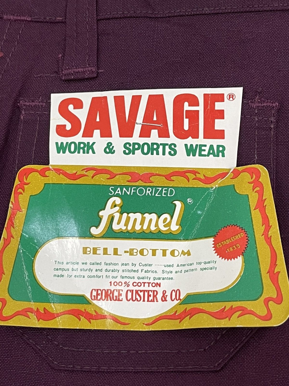 Japanese Brand Flare Jeans Savage Deadstock Vtg 70s Bell Bottom 5🟦8 Size US 27 - 10 Thumbnail