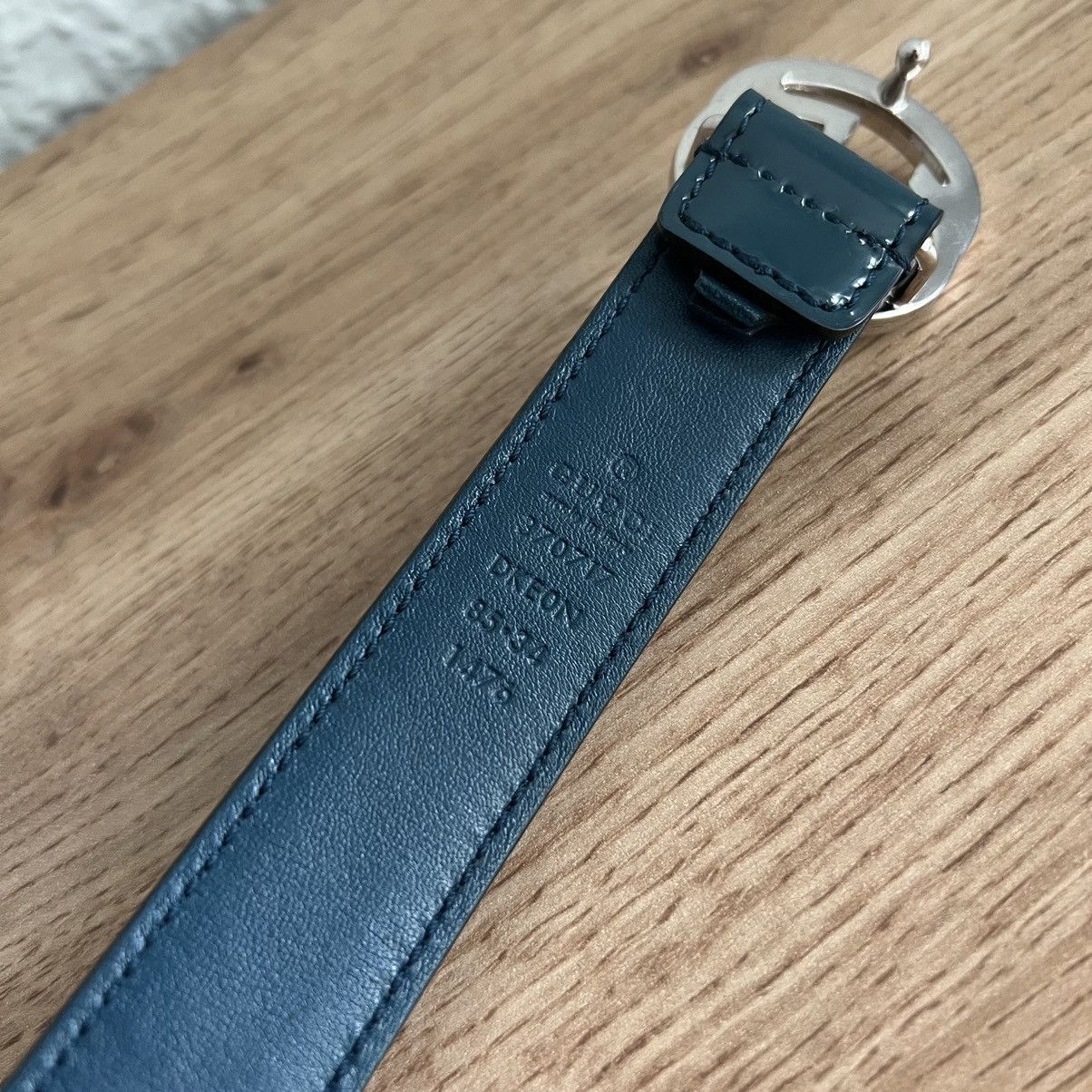Gucci Gucci GG Patent Navy Leather Belt Silver Logo Retro Y2K Size ONE SIZE - 5 Thumbnail
