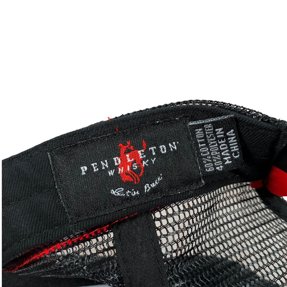 Vintage Pendleton Whisky Black Red Striped Let’er Buck Trucker Hat Size ONE SIZE - 7 Thumbnail