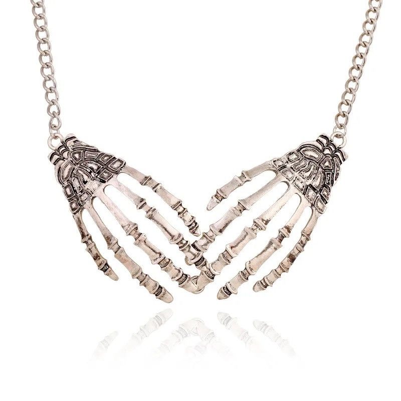 Jewelry Double Hand Skeleton Anatomic Pendant Necklaces Size ONE SIZE - 5 Thumbnail