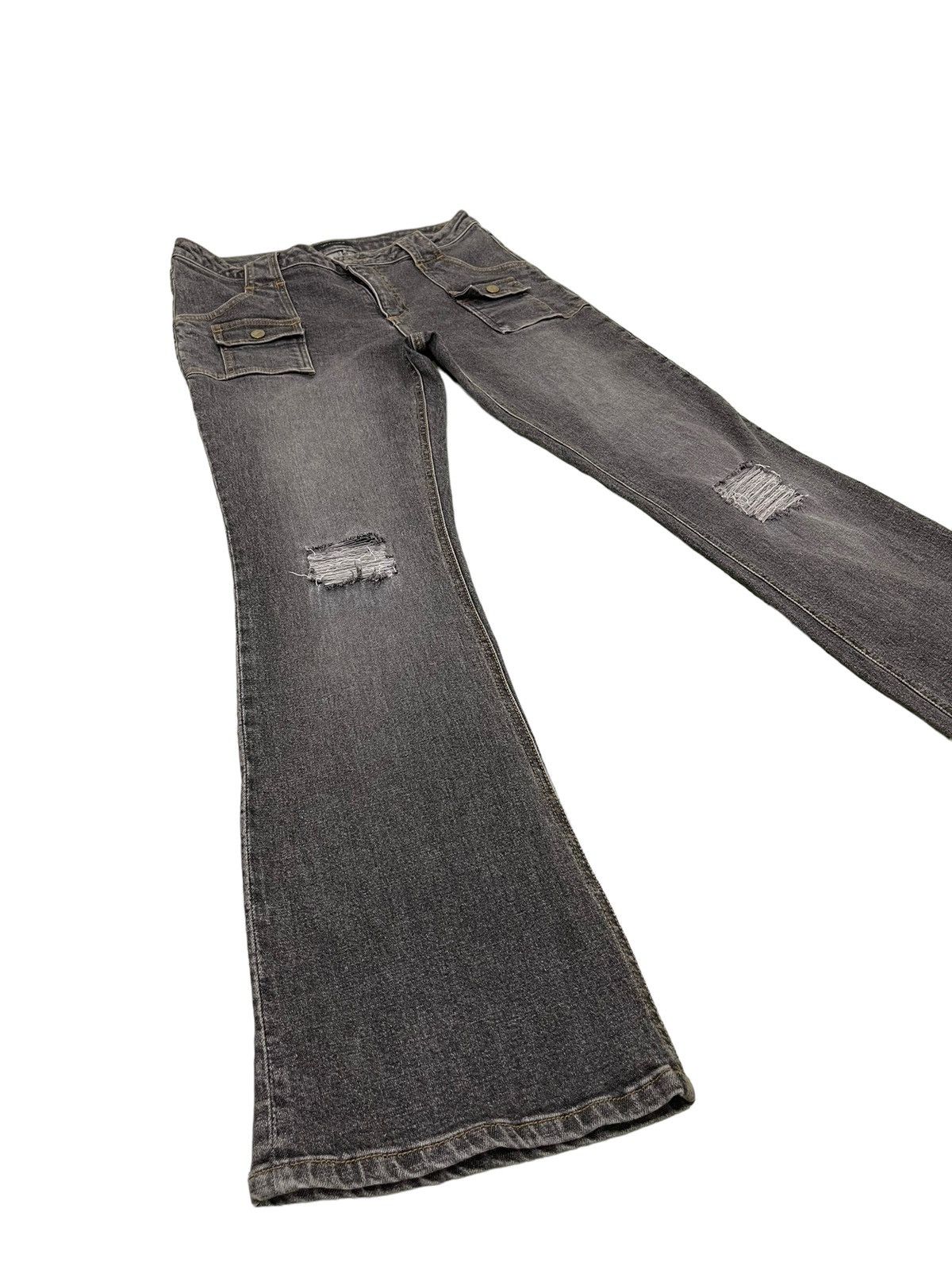 image of Hype Flare Skinny Jeans Daily Topic Distres Stretch Boot Cut 61 in Grey, Men's (Size 31)