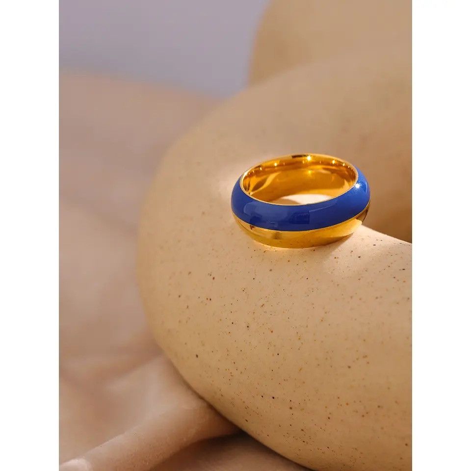 Jewelry Creative Blue Enamel Ring Size ONE SIZE - 1 Thumbnail
