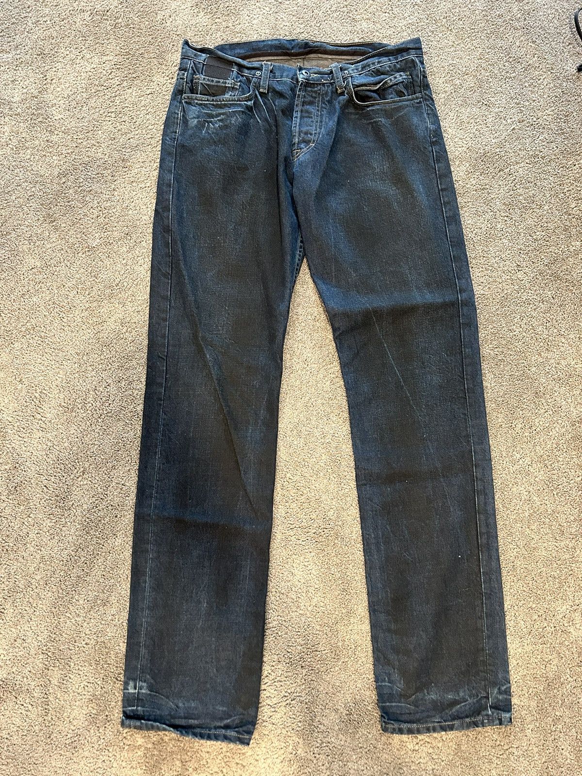 Rick Owens RICK OWENS “SLAB” WAXED DARK BLUE DENIM - 2000S | Grailed