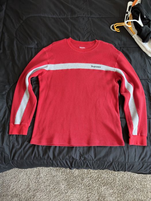 Supreme Supreme Panel Stripe Waffle Thermal Red | Grailed