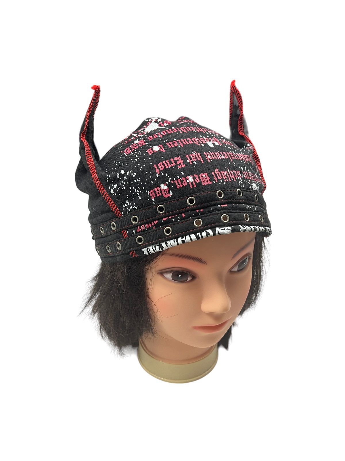 Japanese Brand Skull Anarcho Punk Poem Horn Beanie Size ONE SIZE - 1 Thumbnail