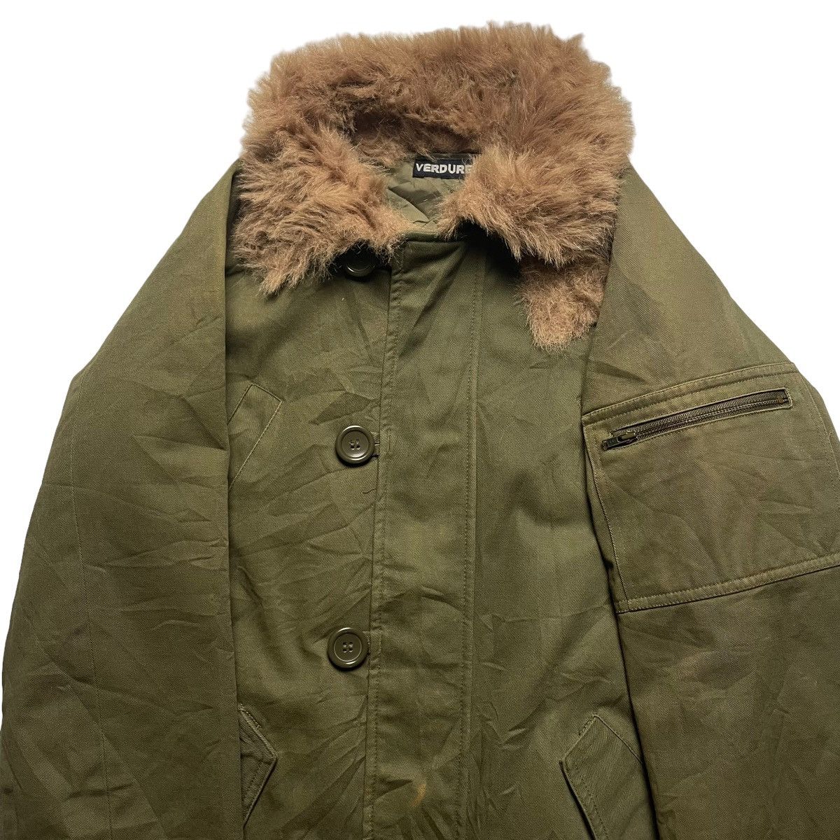 14th Addiction × Japanese Brand × Le Grande Bleu (L.G.B.) 🇯🇵 VINTAGE VERDURE FUR COLLAR BUTTON UP FULL ZIP JACKET Size US M / EU 48-50 / 2 - 6 Thumbnail
