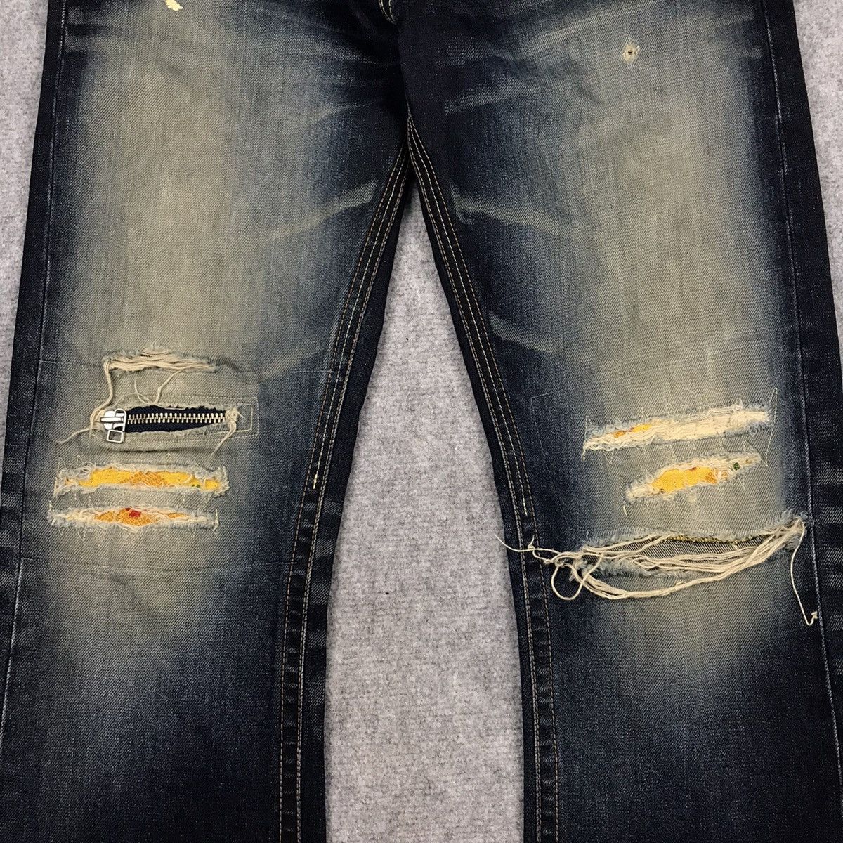 Japanese Brand × TROVE RIPPED DISTRESSED💀BLUE FADED TROVE DENIM PANTS Size US 33 - 6 Thumbnail