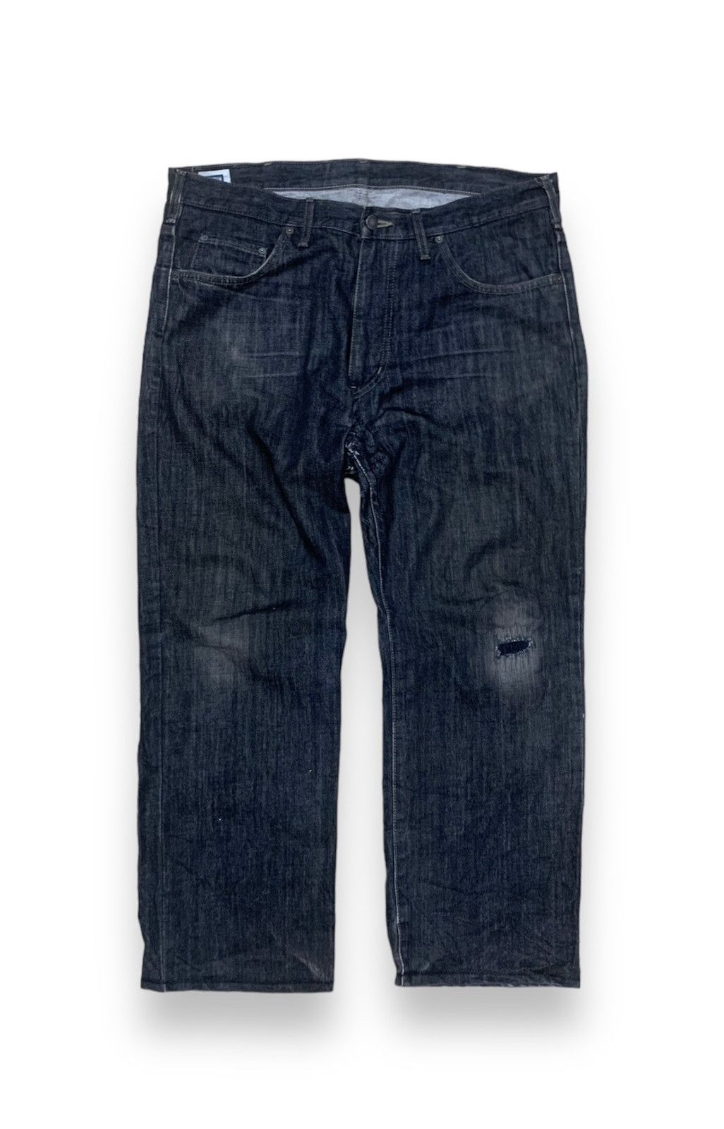 image of Distressed Denim x Edwin Denim 403 Distressed Sashiko Style in Faded Black Distressed (Size 38)