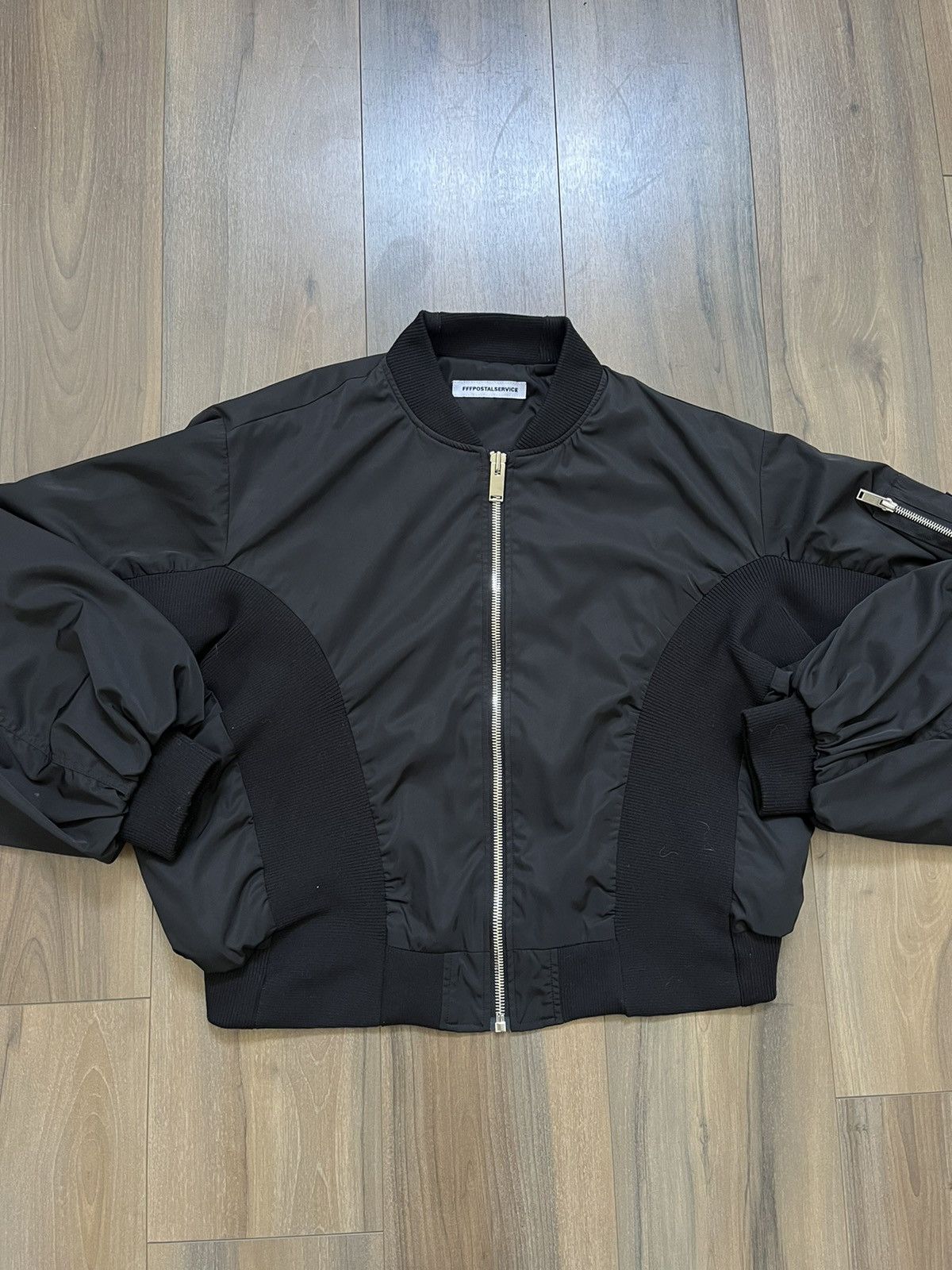 image of Cmmawear x Fffpostalservice Black Ma-1 Bomber Jacket, Men's (Size Medium)
