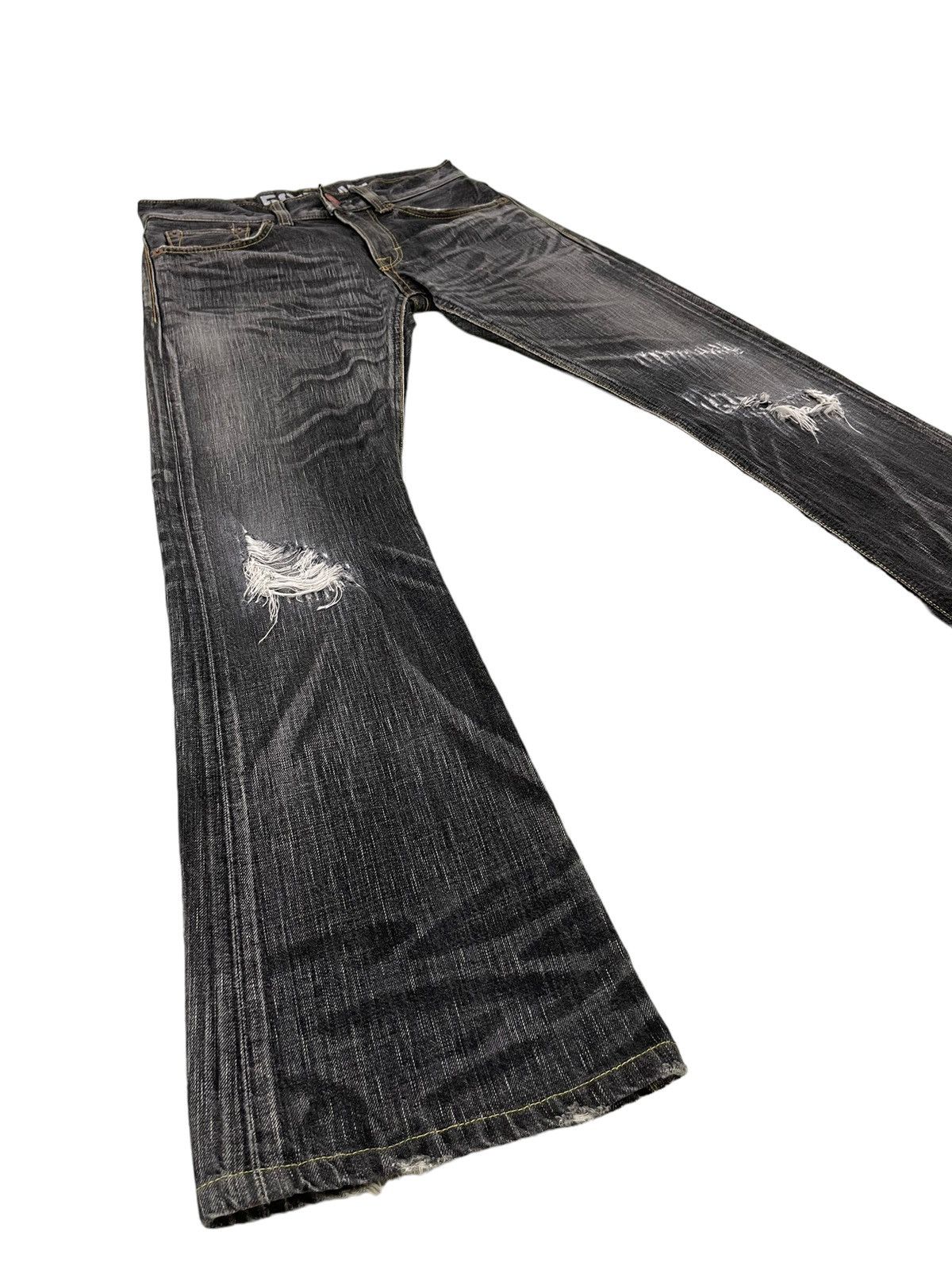 Japanese Brand Flare Jeans Edwin Japan Distress Acid Wash Boot Cut 5🟦7T Size US 30 / EU 46 - 3 Thumbnail