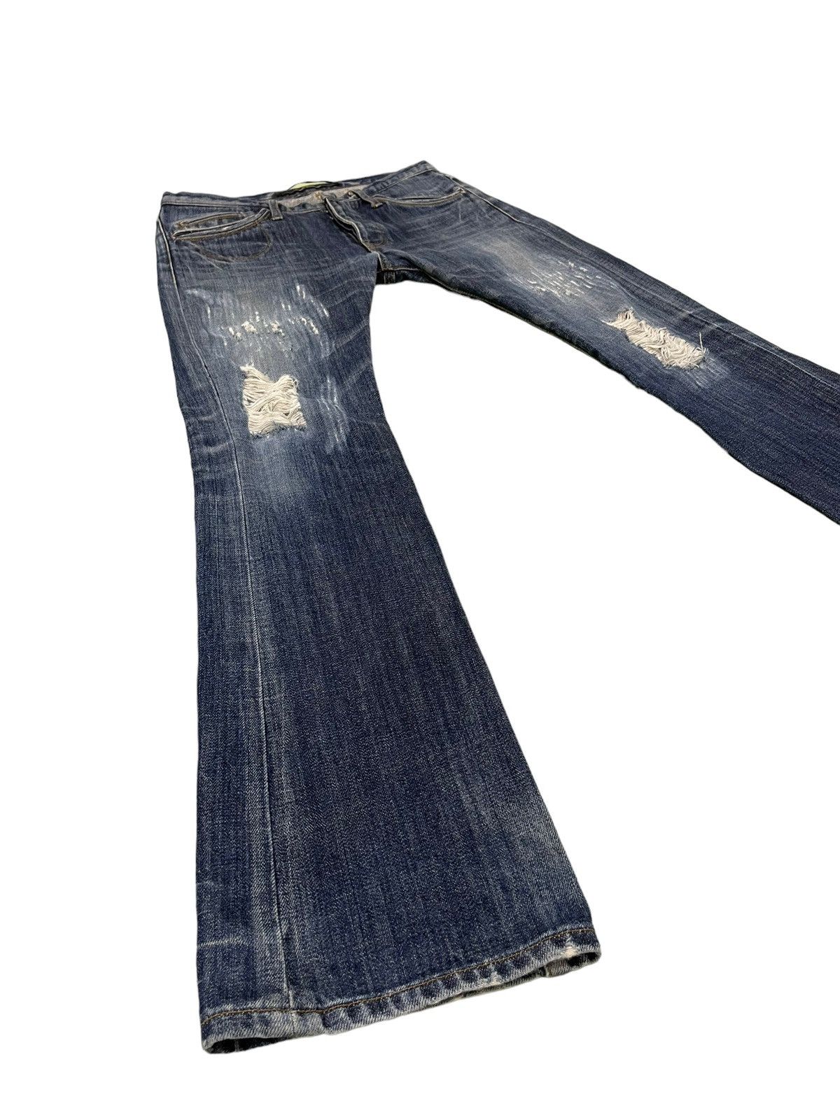 Japanese Brand Flare Jeans Bark Tannage Distress Low Rise Boot Cut 5🟦8 Size US 29 - 1 Thumbnail