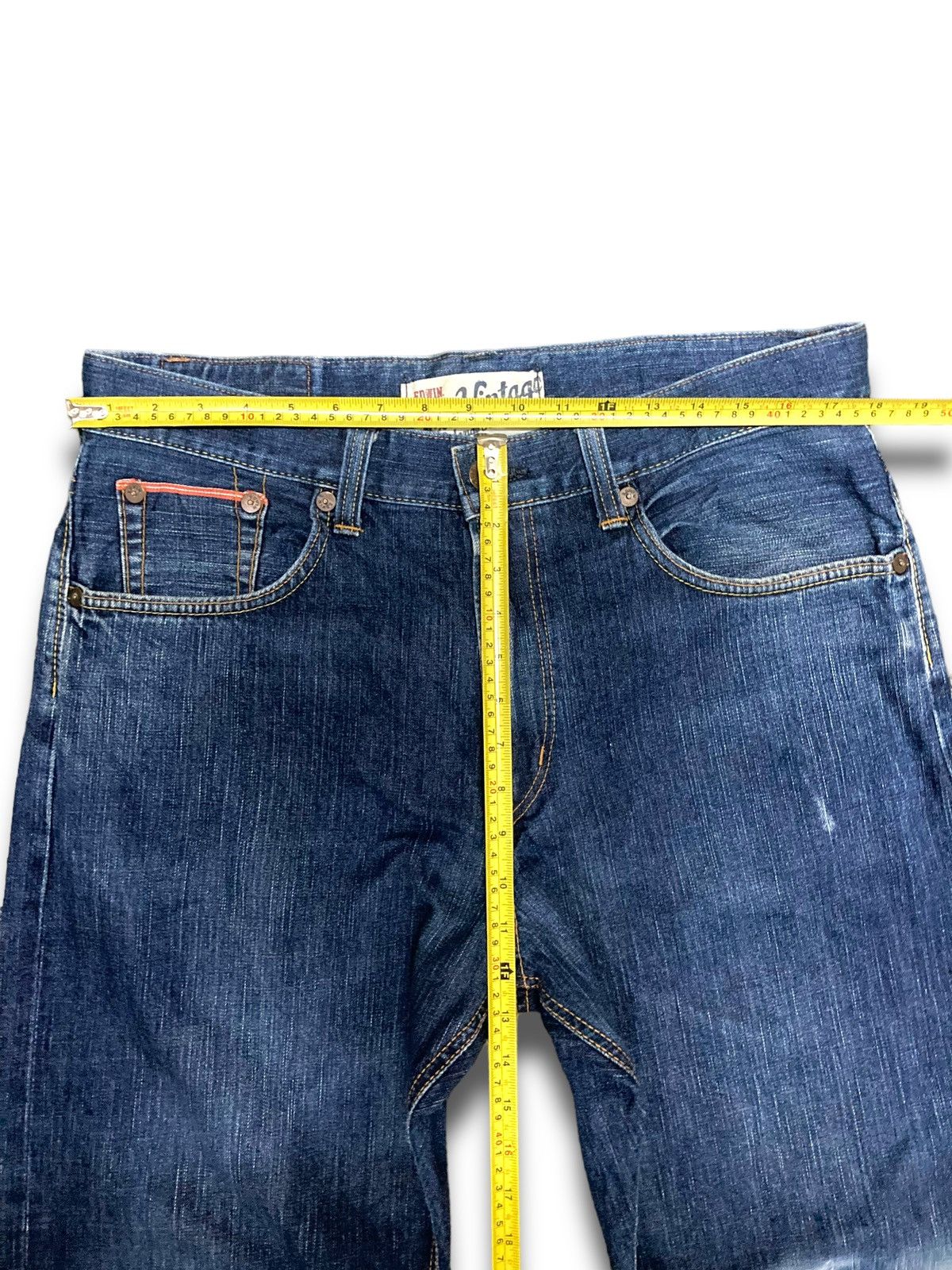 Edwin × Vintage Vintage Y2K Edwin Indigo Distressed Kaihara Denims Size US 34 / EU 50 - 19 Thumbnail