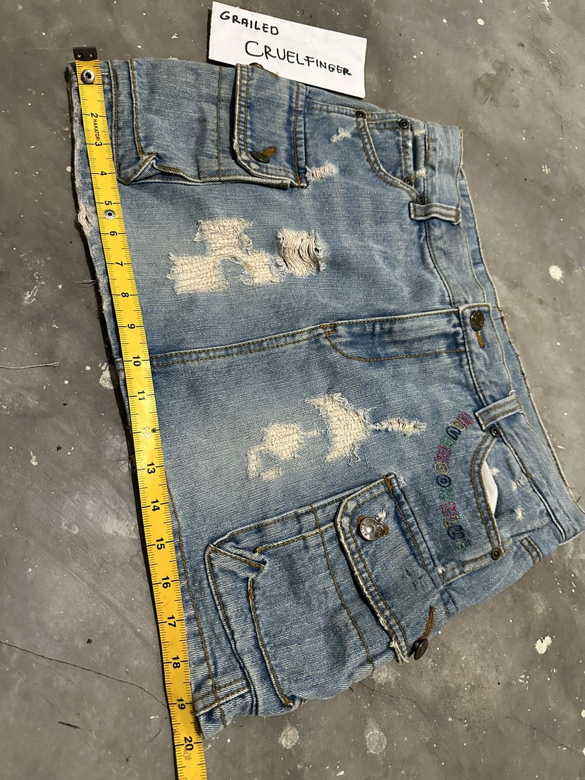 Japanese Brand × Vintage Y2k Blue Moon Blue Japan Distressed Cargo Mini Skirt Size 30" / US 8 / IT 44 - 6 Thumbnail