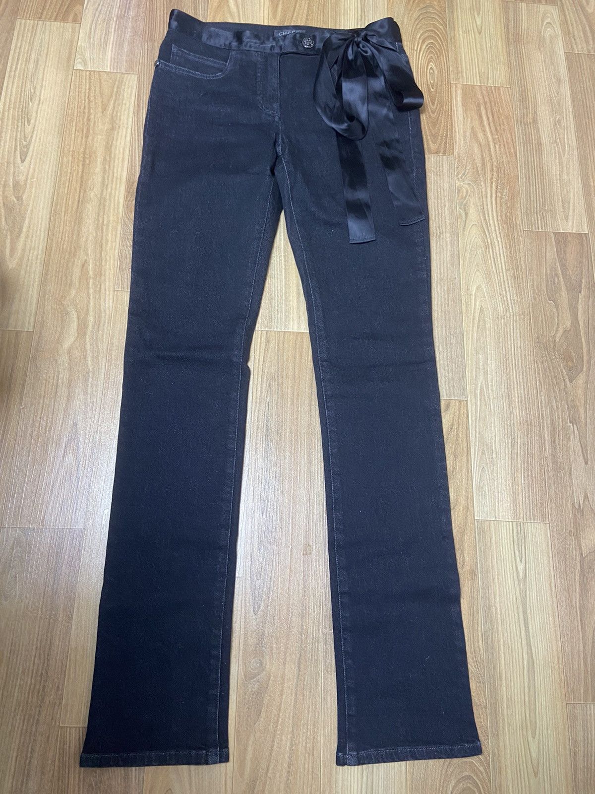 Chanel 36 Chanel waist tie ribbons denim pants jeans Size 26" / US 2 / IT 38 - 1 Thumbnail