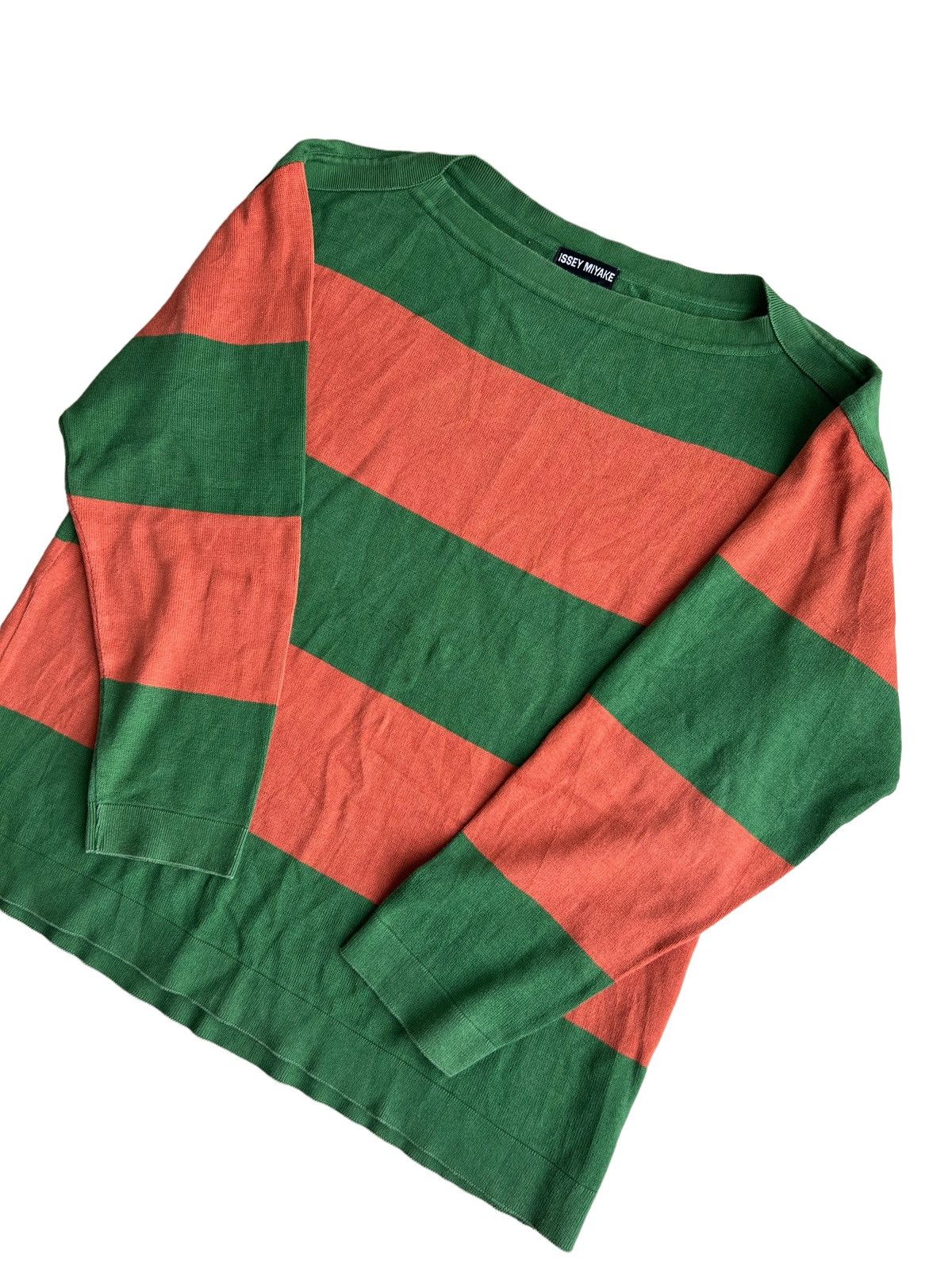 Issey Miyake FW98 Issey Miyake Men Boat Neck Colorway Border Sweater Size US L / EU 52-54 / 3 - 3 Thumbnail