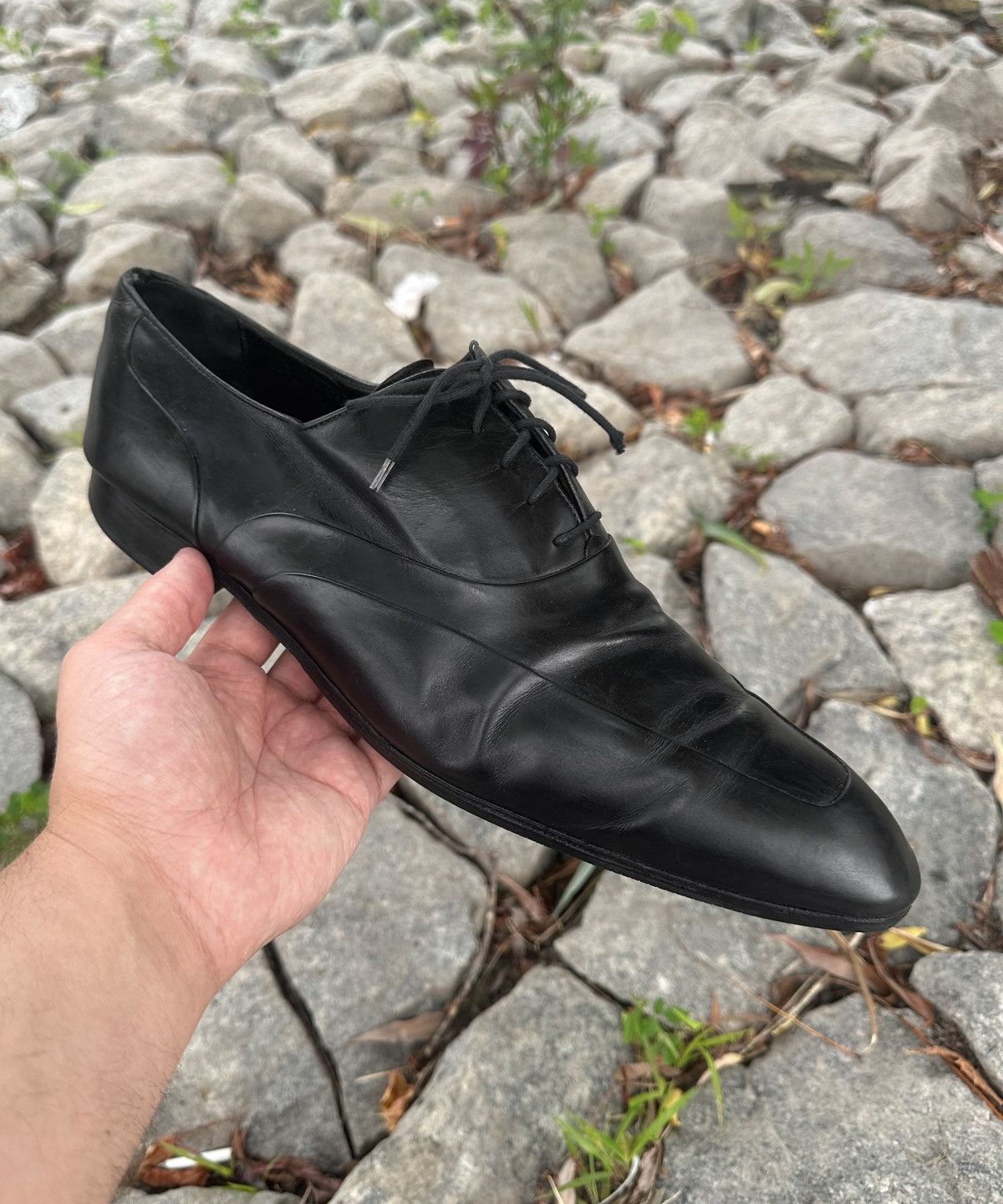 All Blacks x Leather Louis Vuitton Shoes Formal Vintage Lace Up Logo Size 11 in Black, Men's