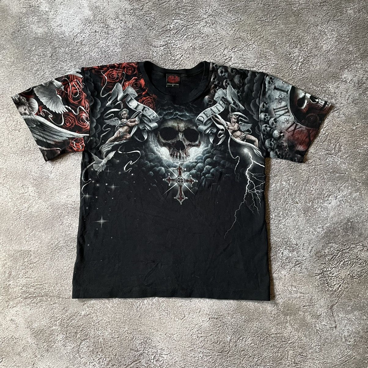 Vintage Vintage Y2K Skeleton Graphic Tee Goth Horror Faded Black M Size US M / EU 48-50 / 2 - 2 Thumbnail