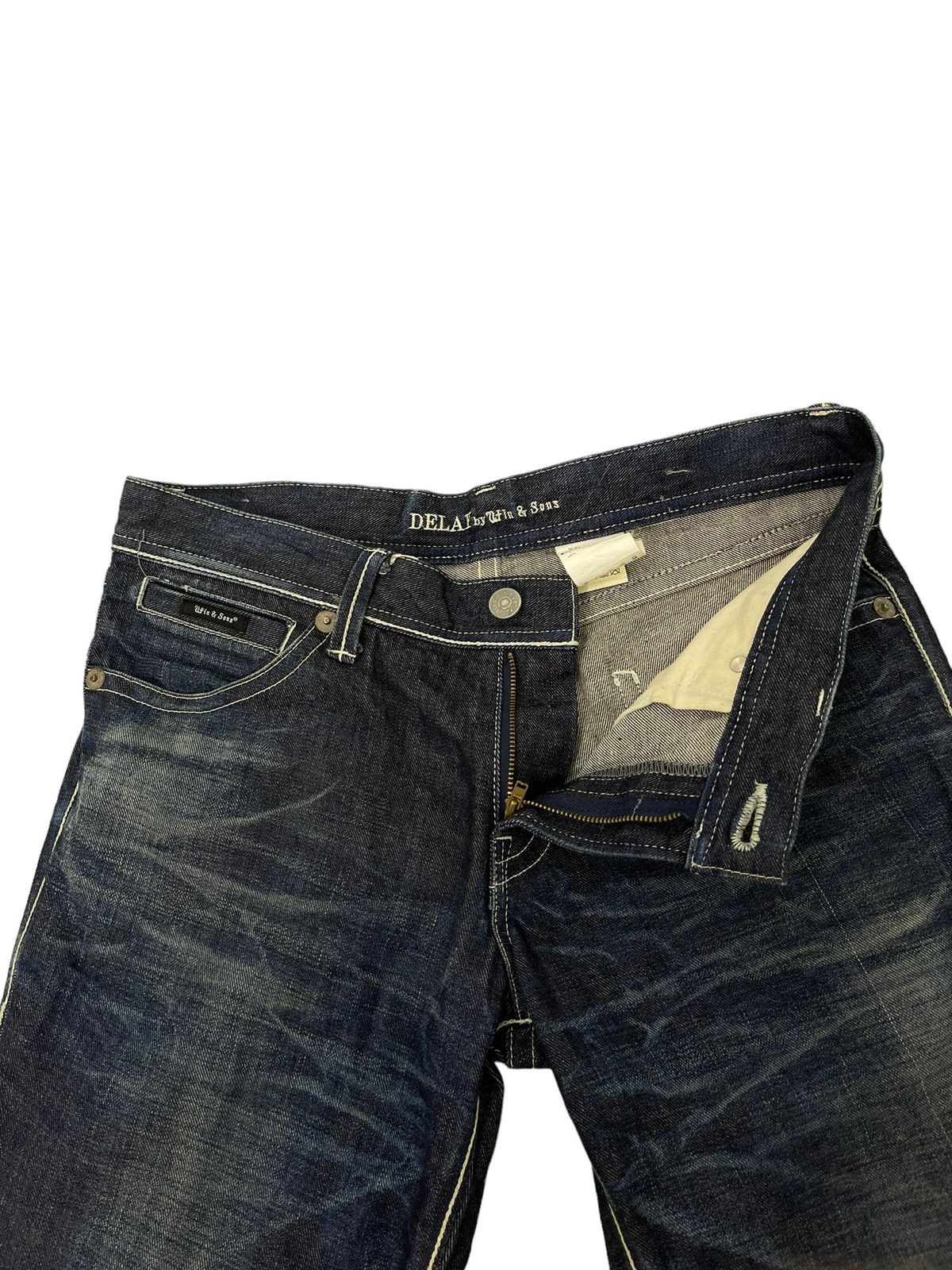 Japanese Brand Flare Jeans Ufin & Sons Distres Thick Denim Bell Bottom 5🟦9 Size US 35 - 12 Thumbnail
