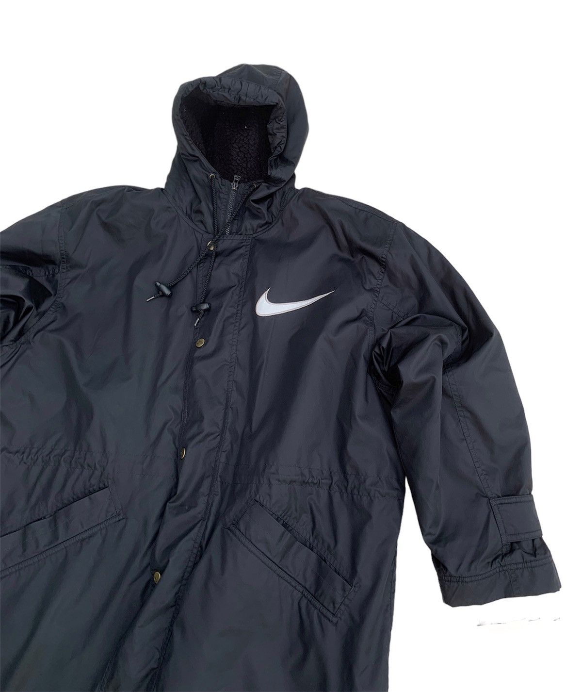Nike × Vintage VINTAGE NIKE BIG LOGO SHERPA LINED LONG HOODIE JACKET Size US M / EU 48-50 / 2 - 3 Thumbnail