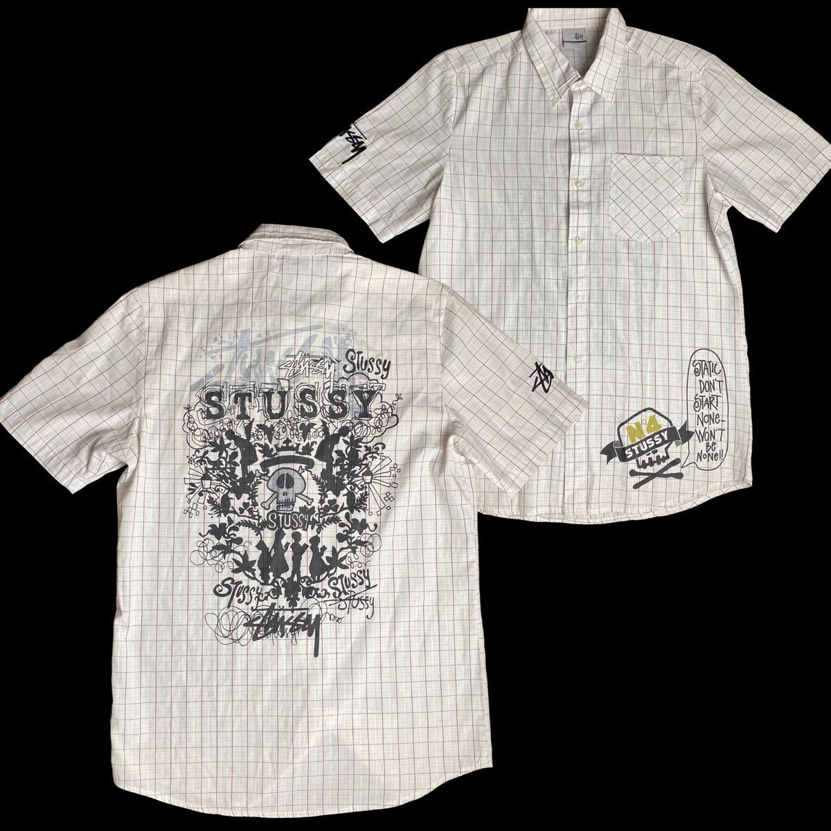 Stussy N4 Skull Backhit Button Up Tee