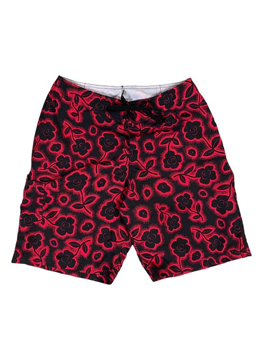 Vintage Vintage Y2K Stussy Red Roses Pattern Lightweight Shorts | Grailed