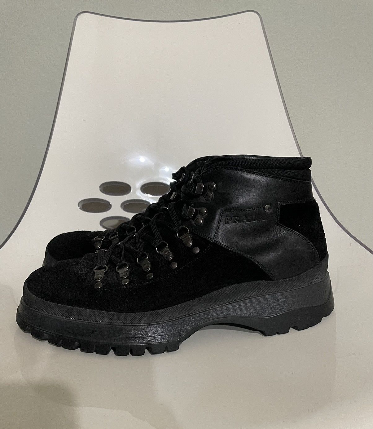 Prada Black Suede Prada Hiking Boots Size US 9.5 / EU 42-43 - 3 Thumbnail