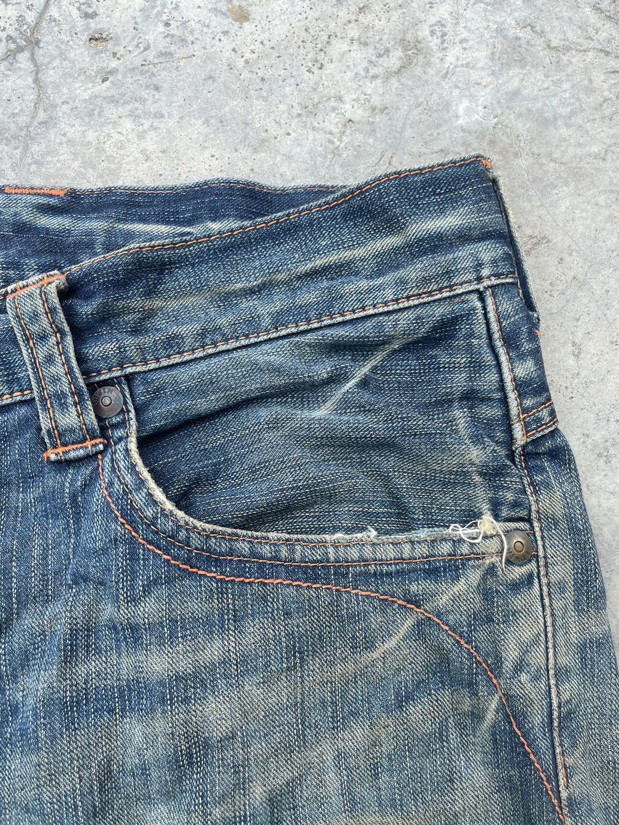 Edwin × Vintage Vintage Edwin Straight Cut Distressed Jeans Size US 36 / EU 52 - 7 Thumbnail