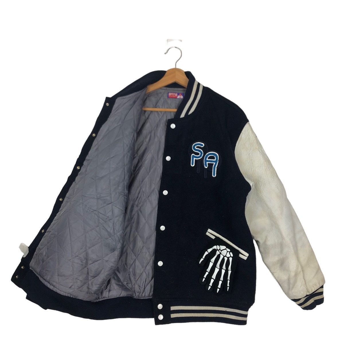 Japanese Brand VINTAGE VARSITY JACKET BAND LEATHER SPORTS SATAN ARBEIT Size US M / EU 48-50 / 2 - 7 Thumbnail