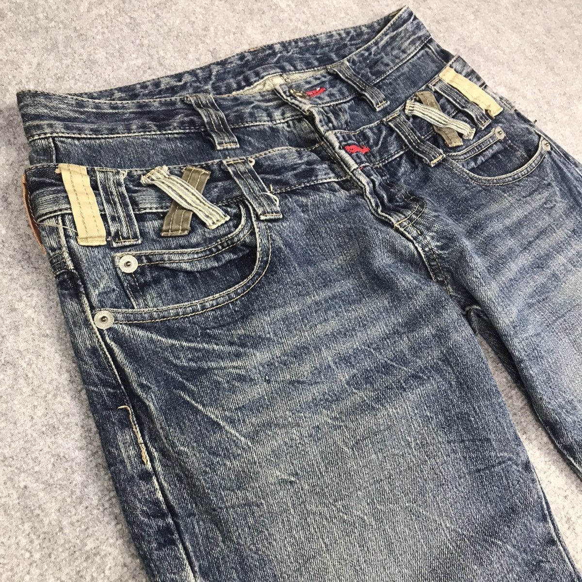 Japanese Brand DOUBLE WAIST DENIM JAPANESE STYLE DENIM PANTS Size US 31 - 8 Thumbnail
