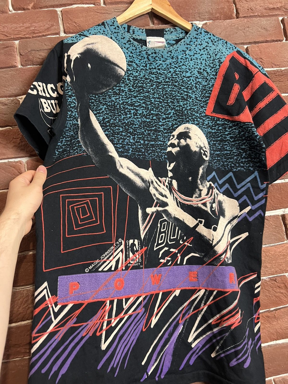 NBA Vintage 90s Magic Michael Jordan Chicago Bulls AOP NBA Tee Size US L / EU 52-54 / 3 - 3 Thumbnail