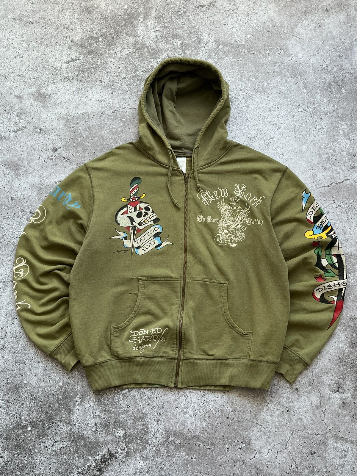 Christian Audigier × Ed Hardy × Vintage Vintage Ed Hardy Zip Up Hoodie Rare Big Logo Size US L / EU 52-54 / 3 - 1 Thumbnail