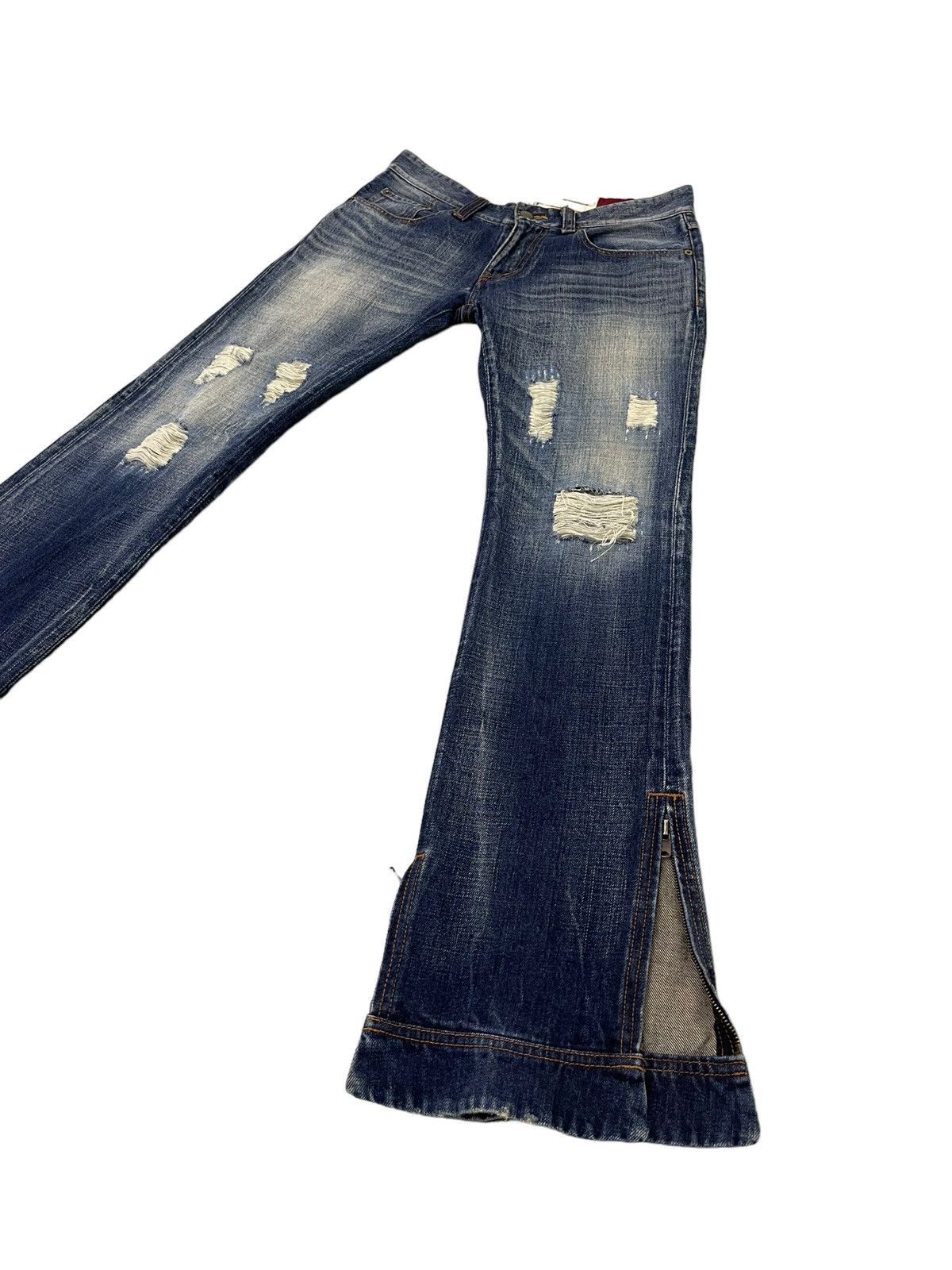 Japanese Brand Flare Jeans Rico Japan Distress Faded Low Rise Boot Cut 6🟦1 Size US 30 / EU 46 - 3 Thumbnail
