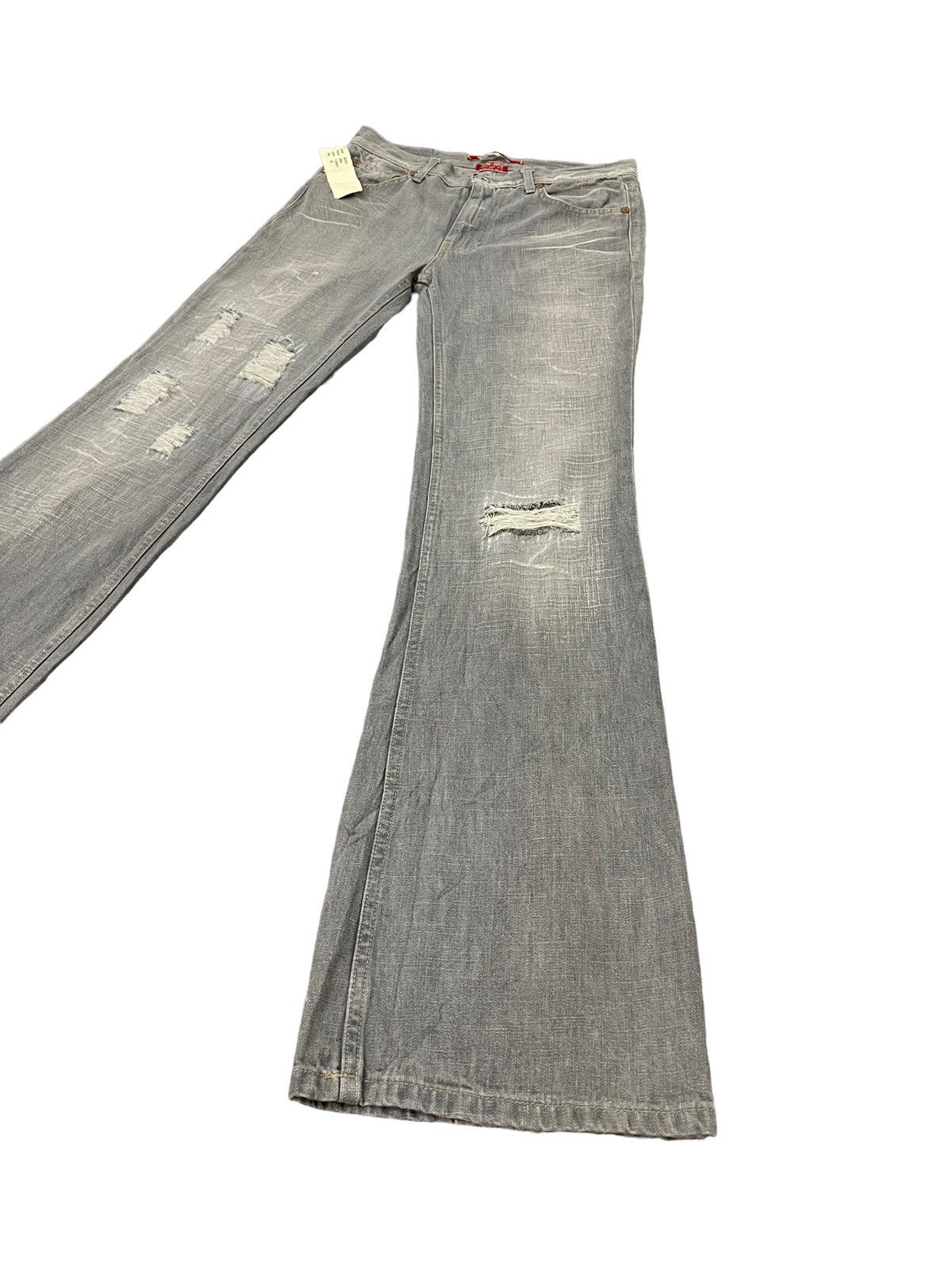 Japanese Brand Flare Jeans New Raer Italy Faded Distress Boot Cut 6🟦1 Size US 30 / EU 46 - 3 Thumbnail