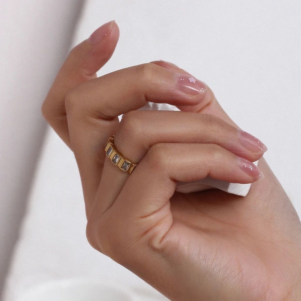 Jewelry Creative Small Square CZ Stone Ring Size ONE SIZE - 6 Thumbnail