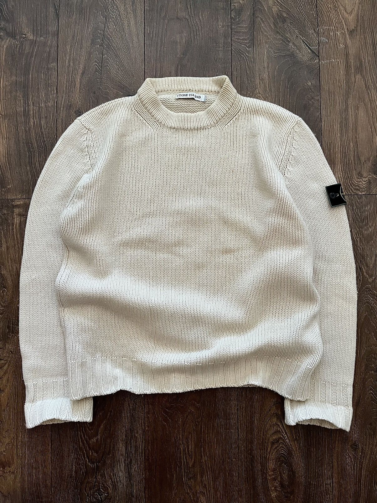 Stone Island Vintage 1999 Stone Island green badge knit wool sweater ...