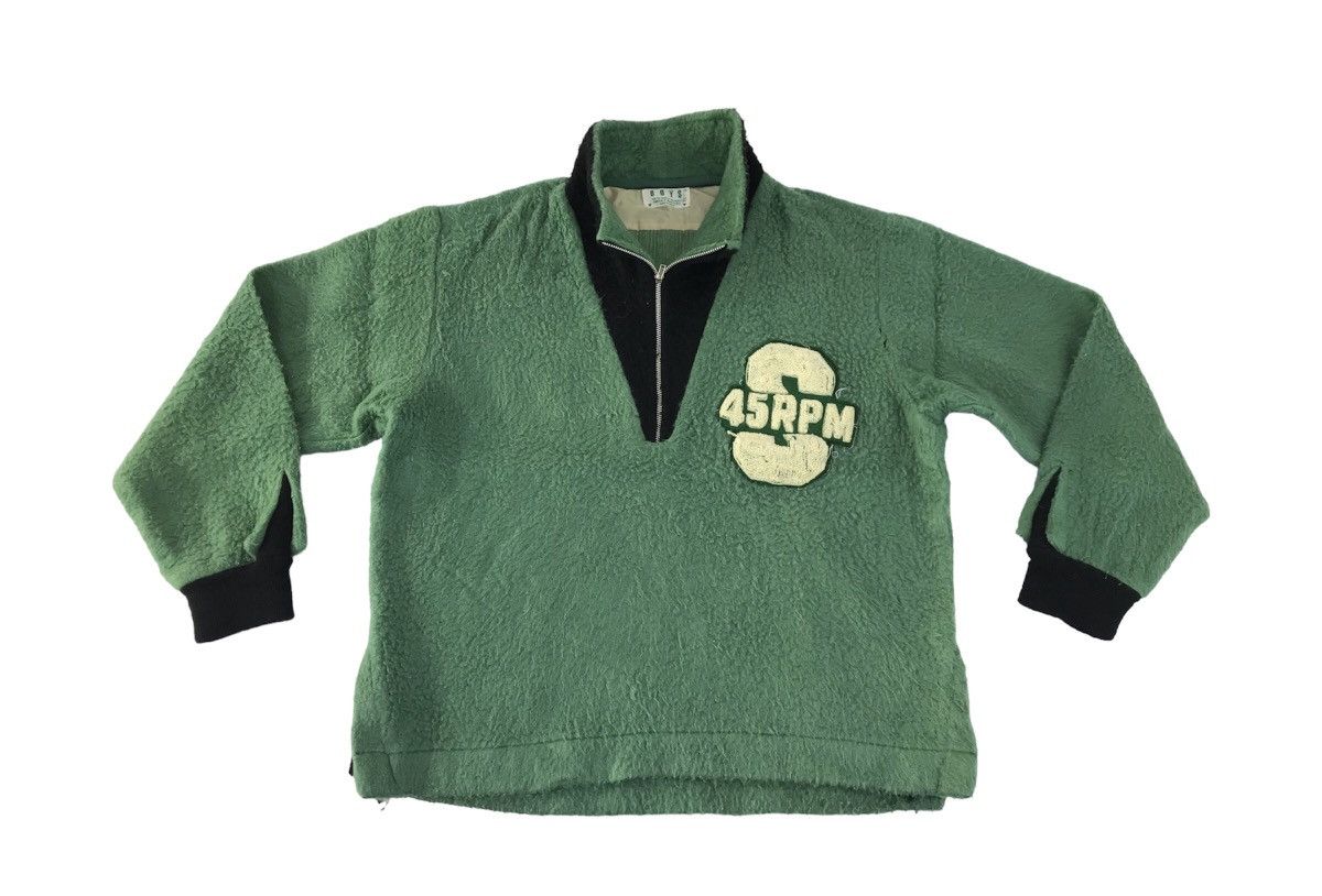 image of 90's Boys 45Rpm Studios Fleece Half Zip Jacket Design in Green, Men's (Size Medium)