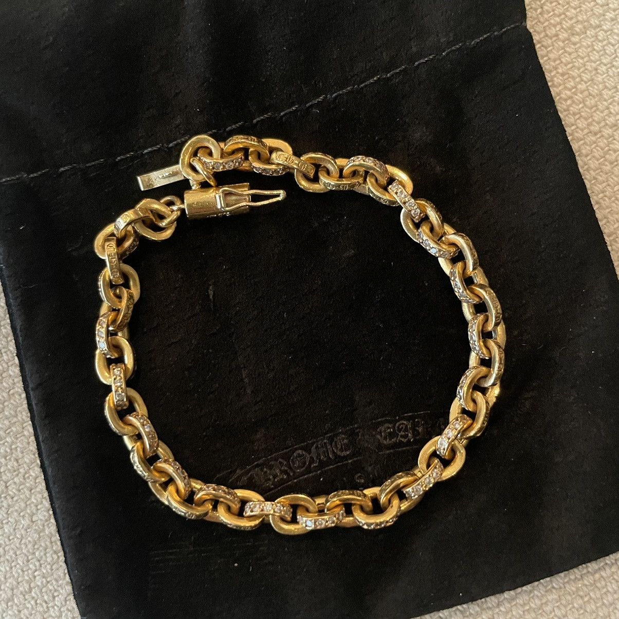 Chrome Hearts Chrome Hearts 22k Gold Paper Chain Bracelet with Diamonds