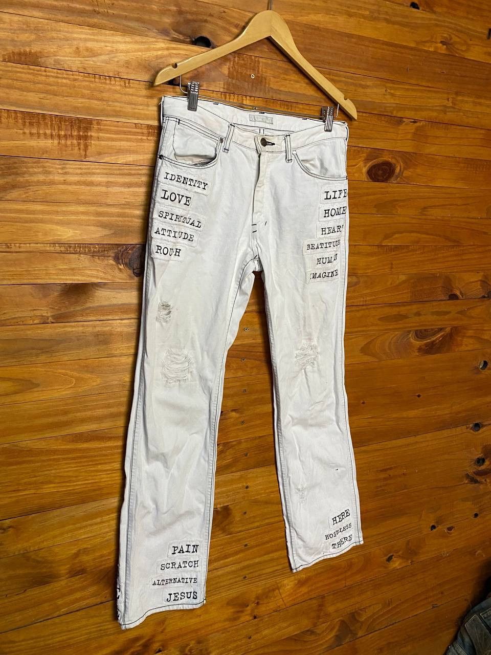 Number (N)ine Vintage Ss2002 Number (N)ine Patchwork Poem Jeans Size US 30 / EU 46 - 5 Thumbnail