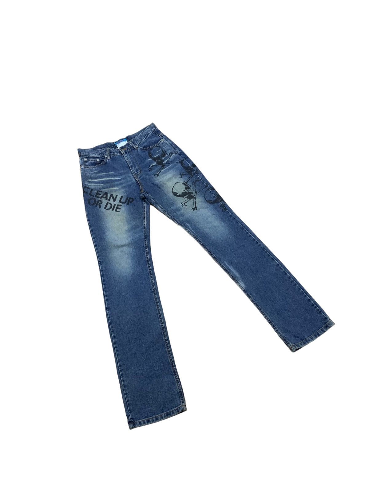 If Six Was Nine × Le Grande Bleu (L.G.B.) × Who Decides War Katharine Hamnett Clean Up Or Die Punk Jeans Size US 31 - 8 Thumbnail