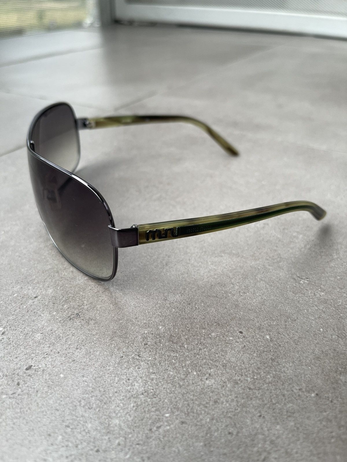 Prada !DS! Miu Miu SMU50G 5AV-2Q1 Marble Silver Shield Sunglasses Size ONE SIZE - 5 Thumbnail