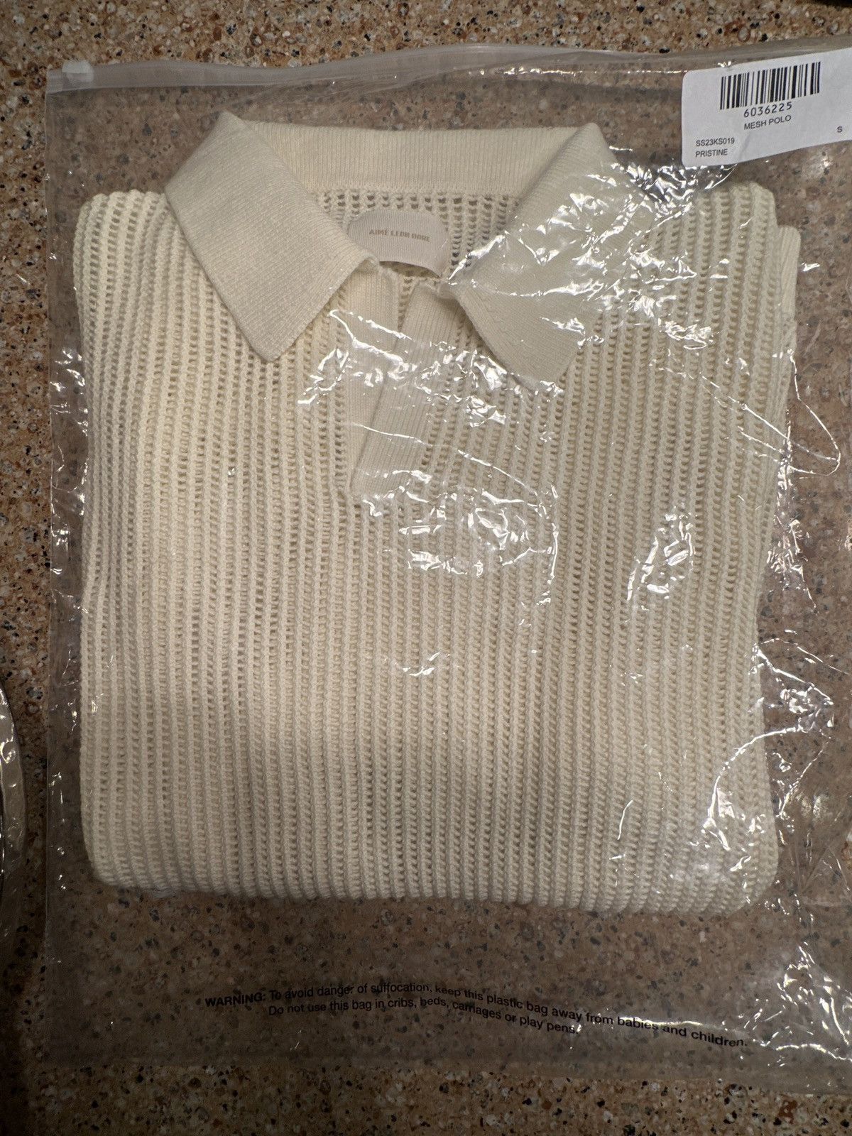MESH KNIT POLO PRISTINE COLOR SIZE SMALL