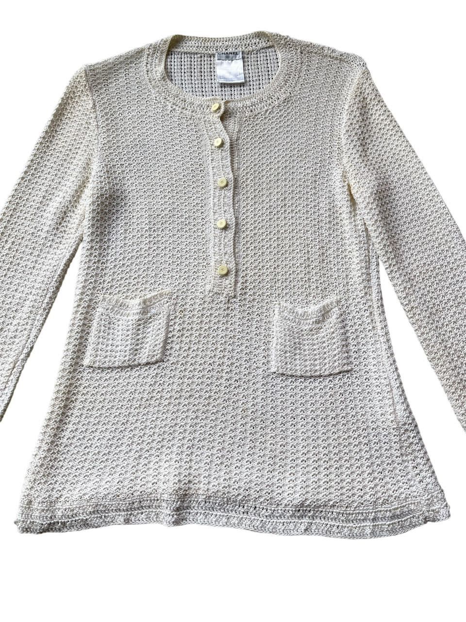 Chanel 2002 Chanel Crochet Henley Sweater Size S / US 4 / IT 40 - 4 Thumbnail