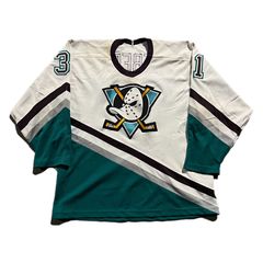 Authentic Center Ice CCM Anaheim Mighty Ducks NHL Jersey 44 Fight Strap