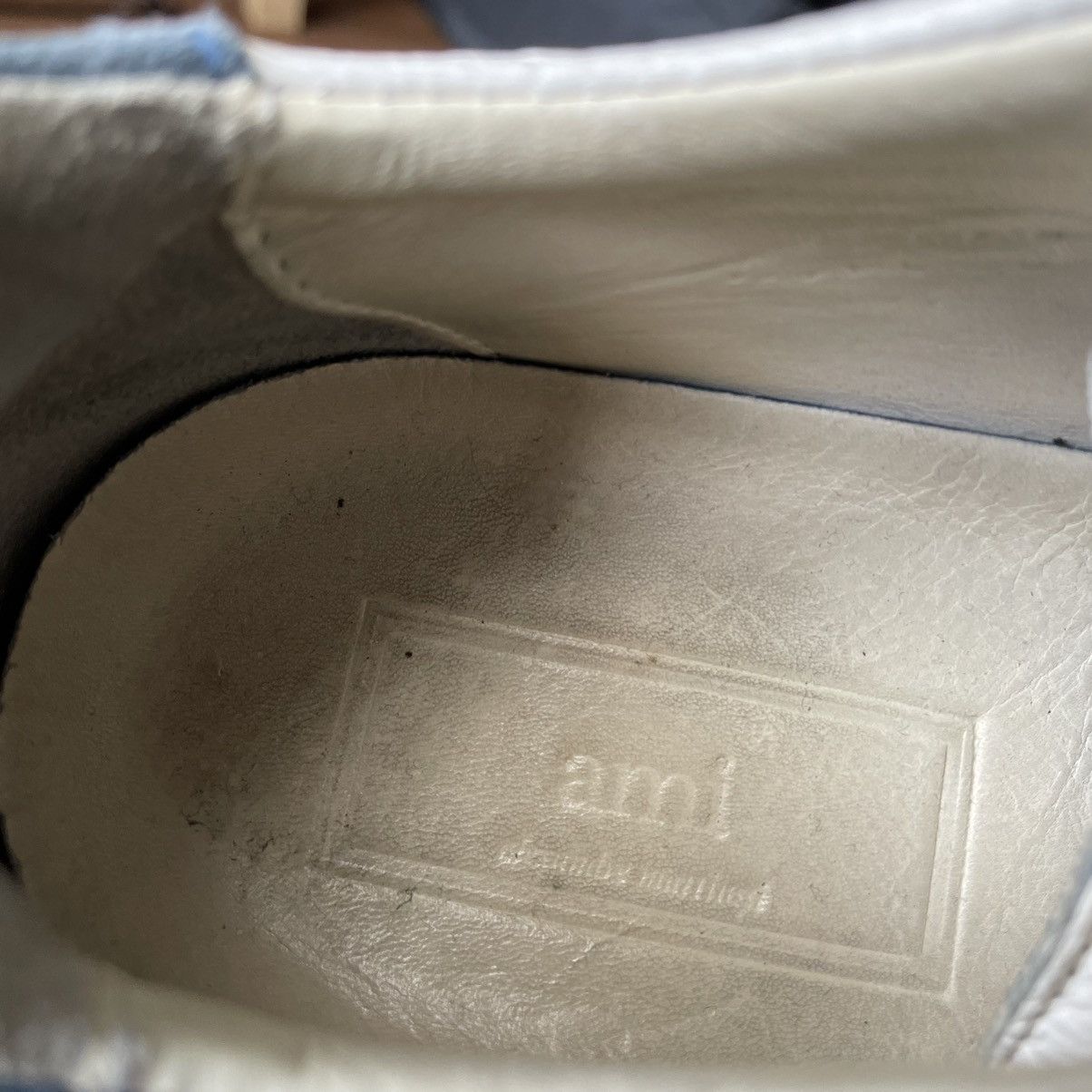 AMI × Designer × Other Ami White-Blue Leather Low Top Sneakers Portugal Designer Size US 9 / EU 42 - 7 Thumbnail