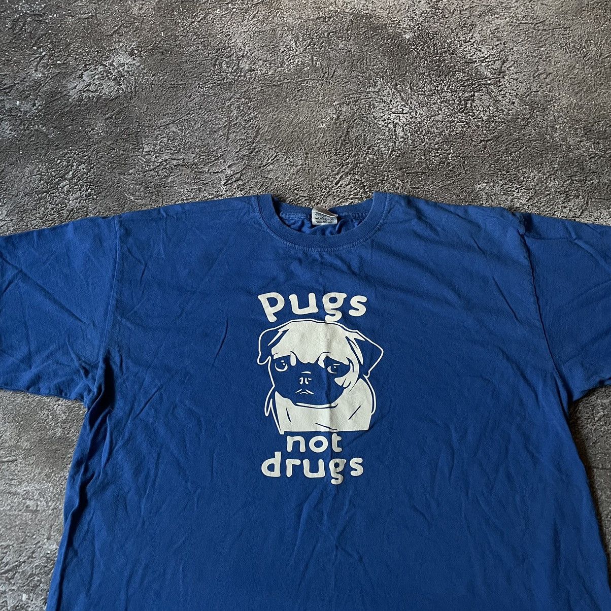 Vintage Vintage Y2K Pugs Not Drugs Graphic Tee Royal Blue Swag XL Size US XL / EU 56 / 4 - 2 Thumbnail