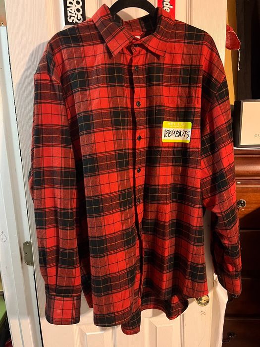 Vetements Hello My Name is Vetements Button Up Flannel Shirt | Grailed